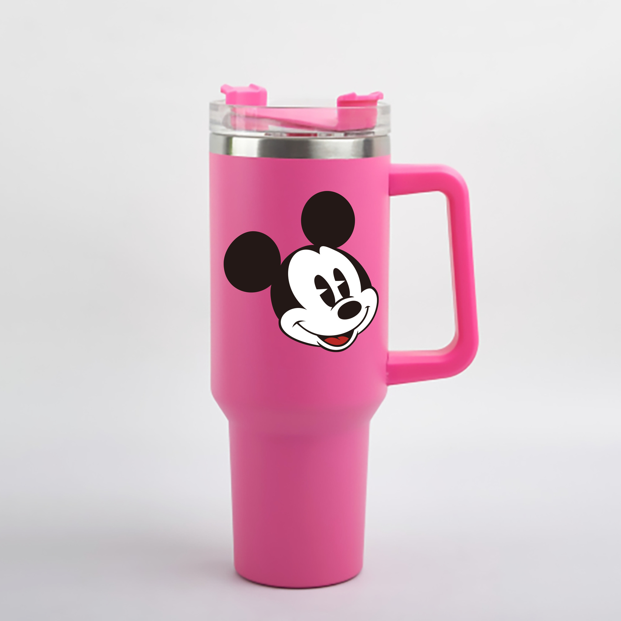 （画像用） ミッキーマウス Mickey Mouse 1200mL車用タンブラー - クリスタルステッカー（プラスチックストロー付き）